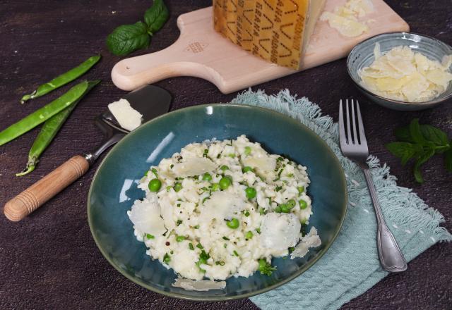 Risotto "primavera" aux petits pois, Grana Padano AOP et herbes aromatiques