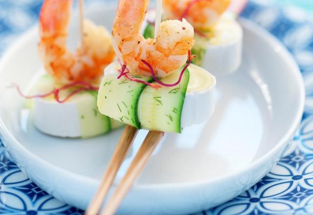 Comme un sushi, en cas de caprice, courgette et crevettes grillées