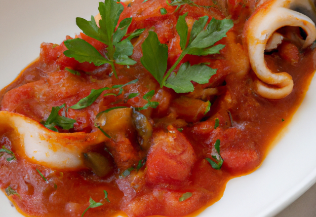 Seiche à la sauce tomate et aux herbes