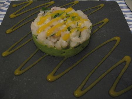 Tartare de cabillaud avocat et coulis de mangue