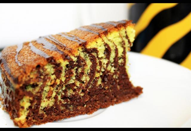 Gâteau zébré chocolat-amandes