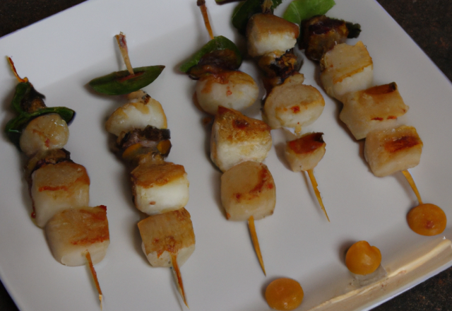 Brochette de Saint-Jacques au réglisse