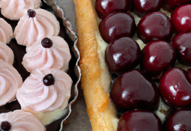 Tarte aux cerises et aux profiteroles