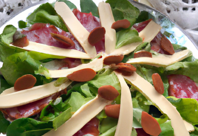 Salade de saucisson de Lyon tiède aux Princesse Amandine tièdes