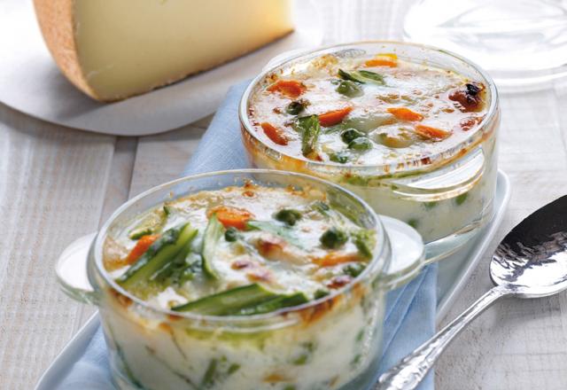 Mini cocottes au fromage de chèvre et légumes