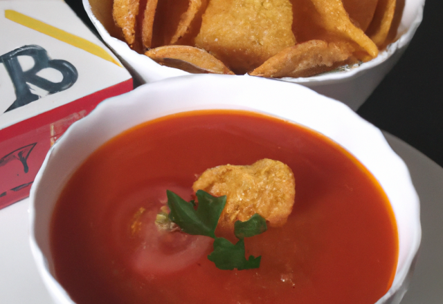 Soupe tomate avec chips