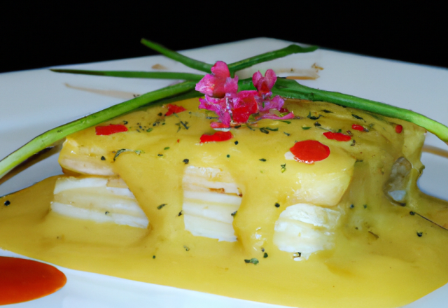 Cake poireaux surimi et son cœur de sauce hollandaise