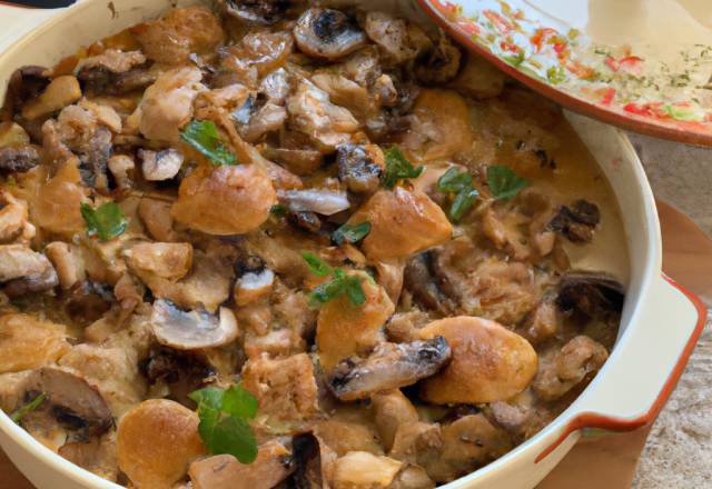 Cassolette de ris de veau et saint-jacques aux champignons