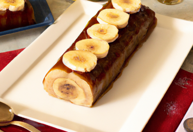 Bûche de Noël au sirop d'érable et à la banane