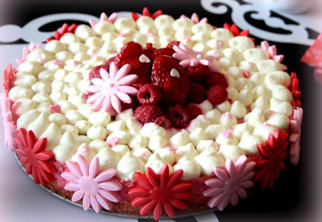 Cheesecake aux framboises et eau de rose