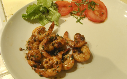 Gambas à la crème fraîche flambées au whisky