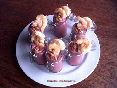 Crevettes en verrine rose