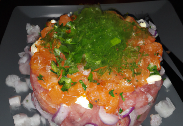 Tartare de saumon aux crevettes