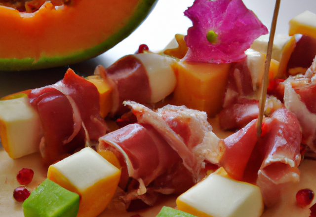 Brochettes sucrées-salées jambon de bayonne melon