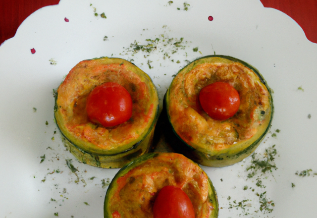 Mini charlotte de courgette au coulis de tomate