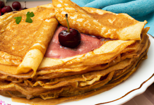 Gâteau de crêpes à la cerise