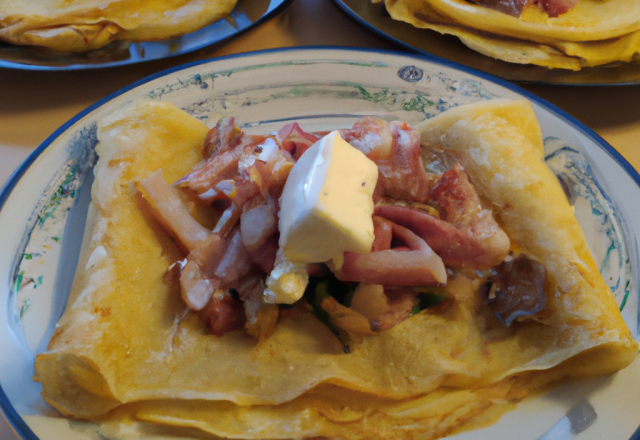 Crêpes au chèvre et aux petits lardons