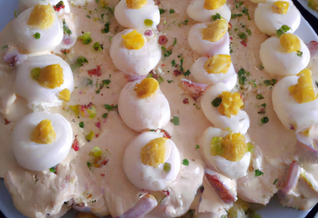 Pêches du Pécheur ( Pêches au thon, mayonnaise, œufs)