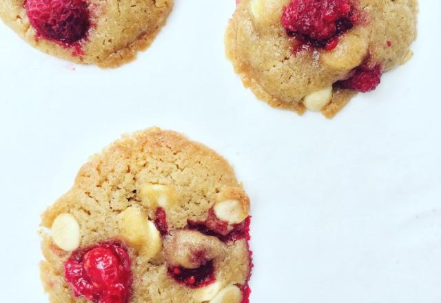 Cookies chocolat blanc et framboises