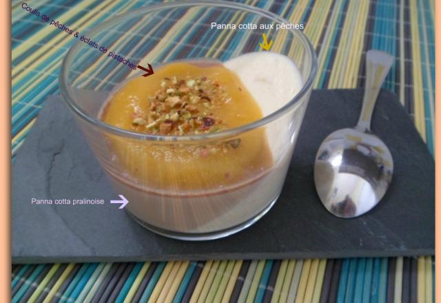 Panna cotta pralinoise et pêches