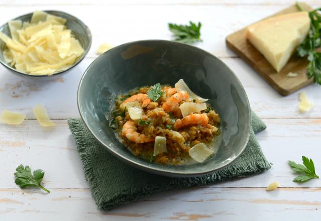 Risotto de petit épeautre aux crevettes