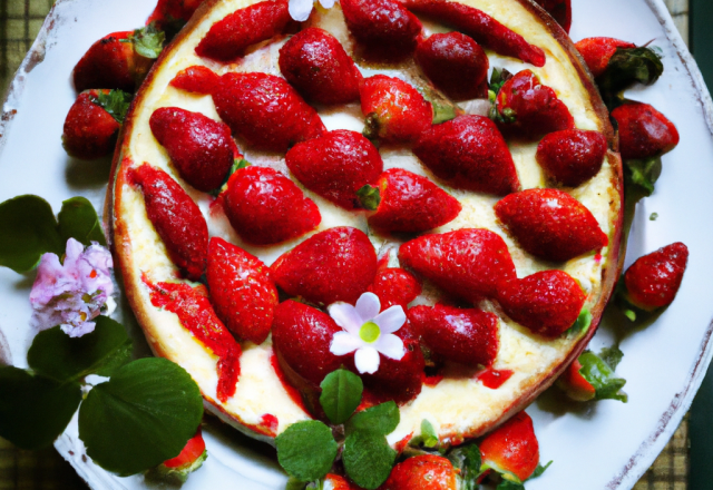 Cheese-cake printanier aux fraises