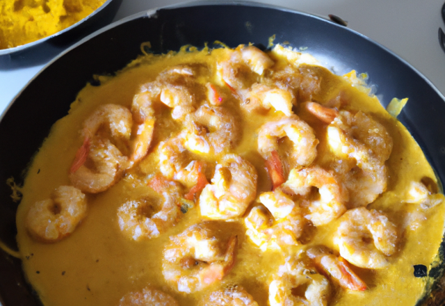 Crevettes au curry au lait de coco