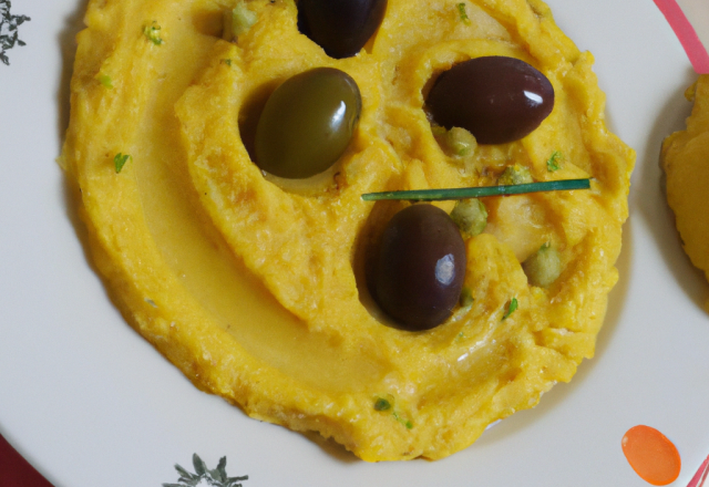 Purée aux olives et curcuma