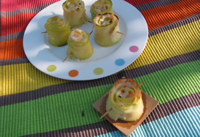 Roulés de courgettes au saumon fumé