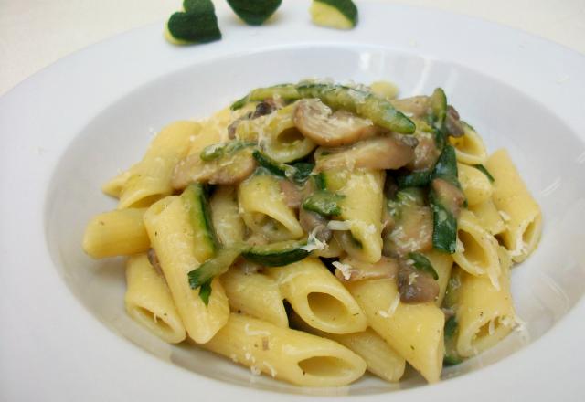 Penne, courgettes et champignons