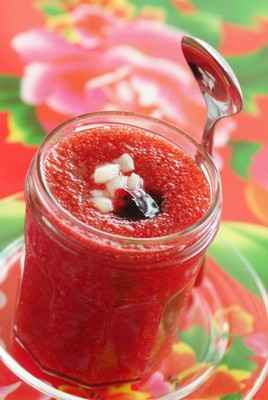 Gaspacho de Gelée de Cerises Bonne Maman et fraises fraîches