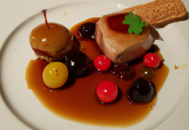 Foie Gras rôti et son bonbon aux Cerises Caramélisées