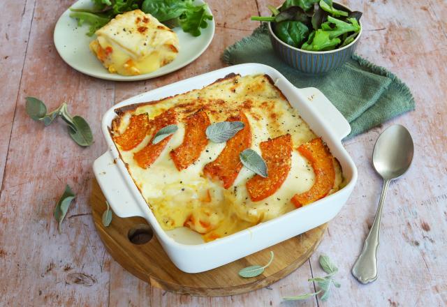 Lasagnes de tortillas au potimarron rôti et Saint-nectaire