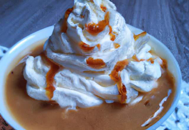 Crème au chocolat au lait et chantilly de caramel