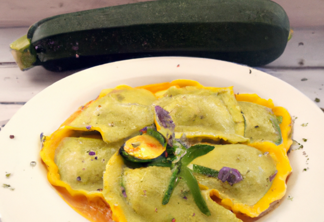 Raviolis de courgette au balsamique