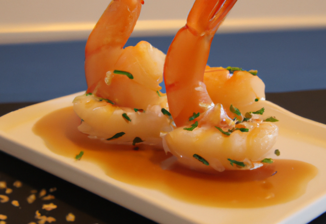 Gambas au saké et au miel