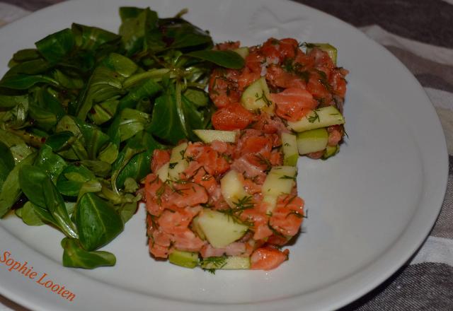 Tartare de saumon a l'aneth et pomme Granny