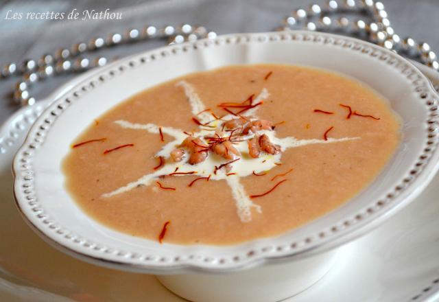 Velouté de crevettes grises au curry et safran