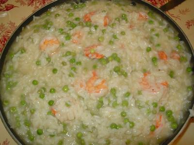 Risotto aux petits pois et au crevettes