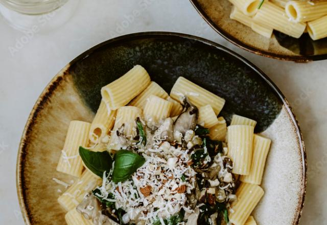 Rigatoni aux quatre fromages et persil à l'ail