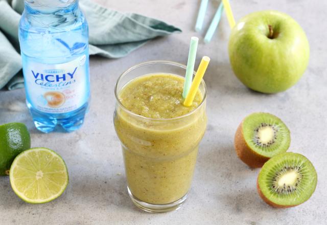 Smoothie antioxydant au kiwi, citron et  pomme verte