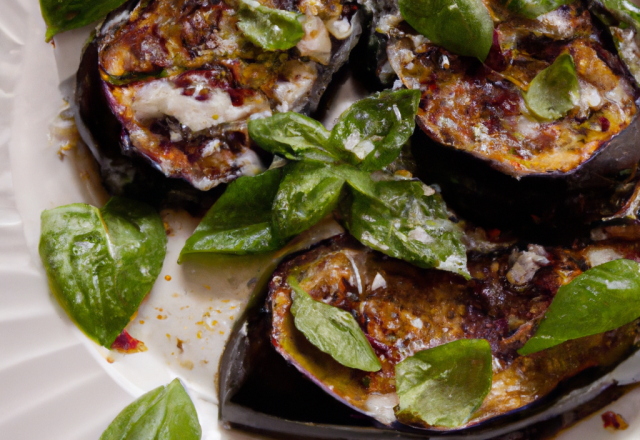 Grillade d'aubergine au basilic