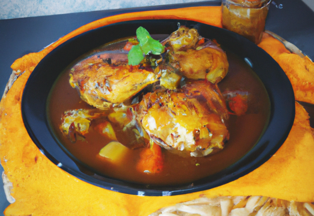 Poulet braise en sauce