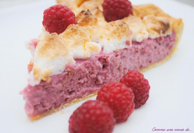 Tarte aux framboises meringuées