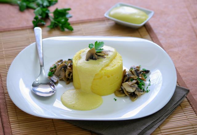 Polenta aux champignons et fondue moutardée