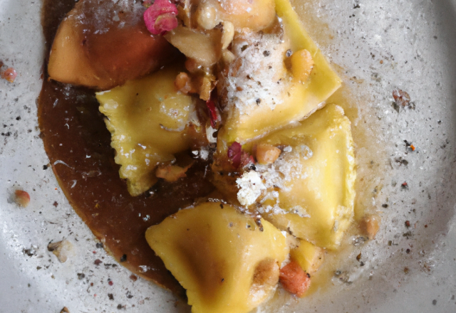 Ravioli sucré et salé aux pommes et chèvre