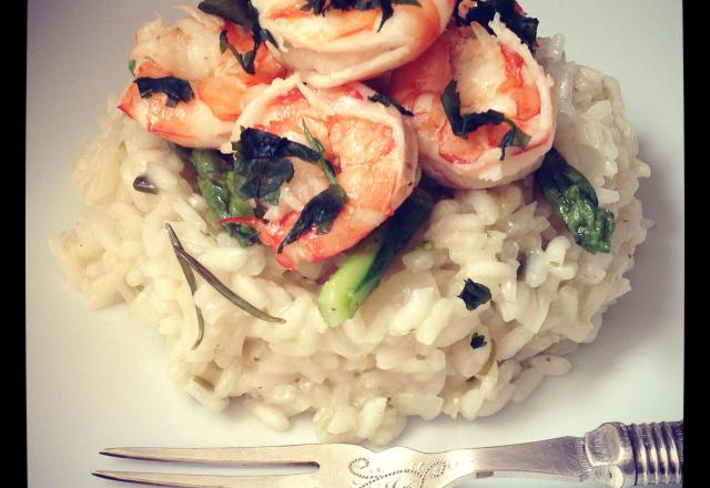 Risotto asperges et crevettes