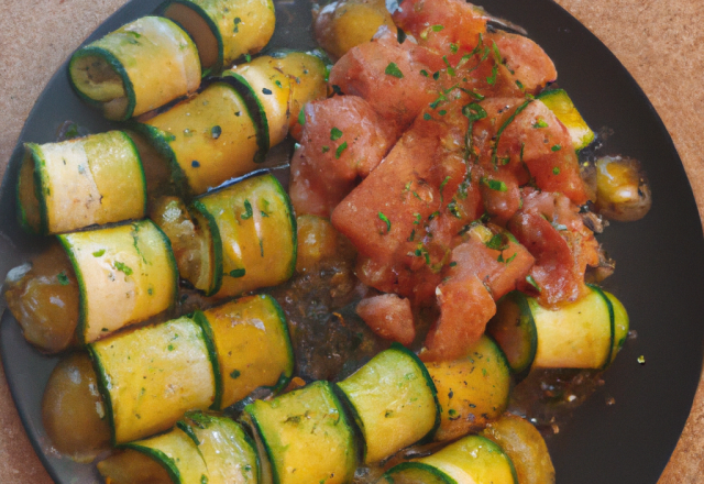 Courgettes caramélisées et saumon