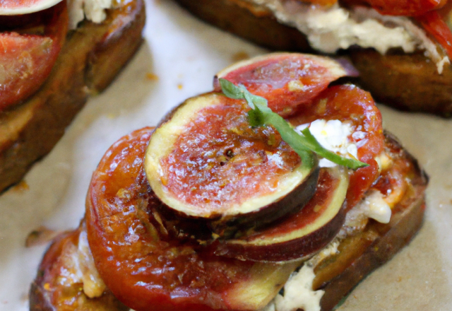 Tartine sucrée-salée figue/chèvre/tomate