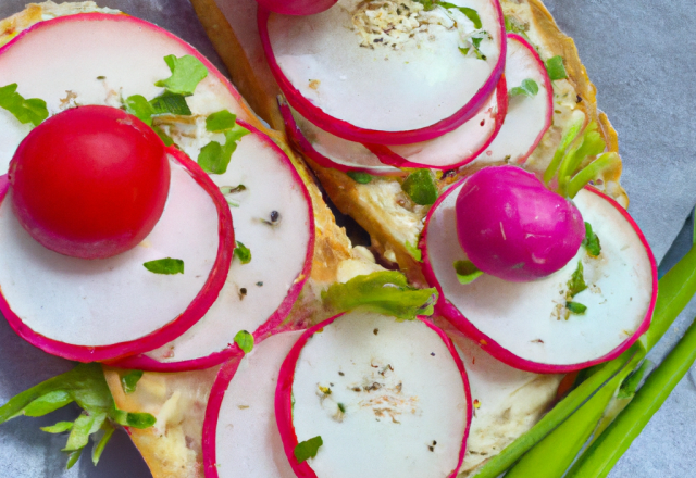 Tartine fraîcheur aux radis colorés